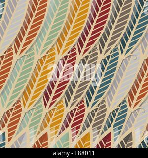 Seamless pattern with abstract feathers Stock Vector