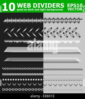 Set of 10 web page dividers Stock Vector