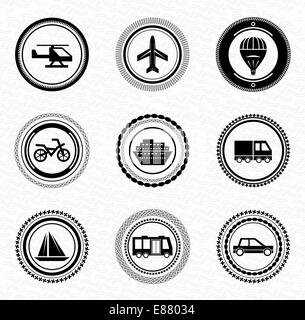 Black retro labels and badges: transportation Stock Vector