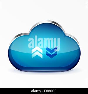 Vector blue modern 3d glass cloud icon Stock Vector