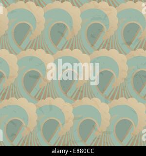 Seamless pattern with waves and grunge elements Stock Vector