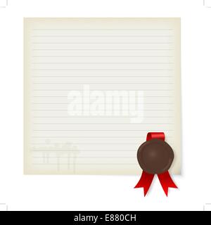 Sheet of old paper with a wax seal Stock Vector