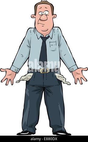 Poor Man. Empty Pockets . Cartoon Character. Vector Illustration In ...