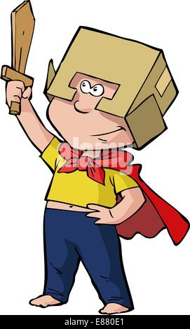Boy knight with a sword and wearing a helmet vector illustration Stock Vector