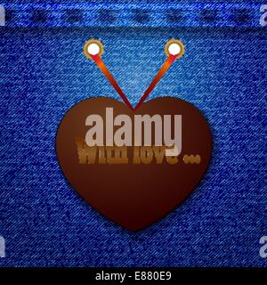 Abstract denim background with heart Stock Vector