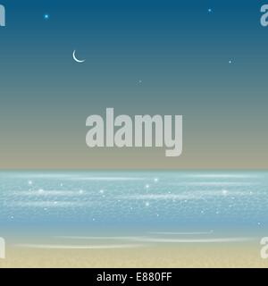 Illustration of night sea landscape Stock Vector
