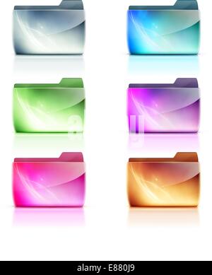 Vector illustration set of cool colorful interface computer folder icons Stock Vector