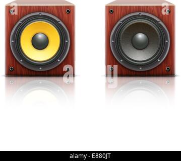 Vector illustration of detailed sound loud speaker on white background Stock Vector