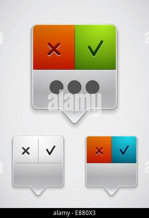 the dialog box icon sign. Set of colorful, bright long buttons with ...