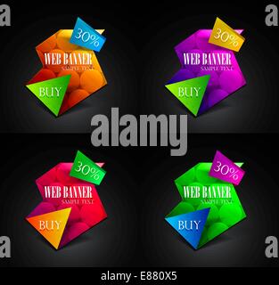 Set of colorful geometrical web boxes Stock Vector