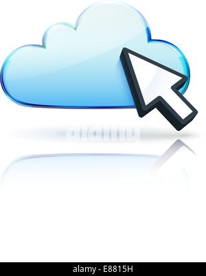 Vector illustration of blue internet cloud icon with arrow cursor Stock Vector