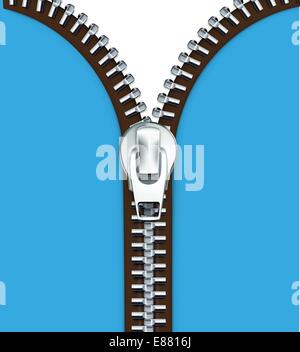 Vector illustration of cool detailed open white metallic zipper Stock Vector
