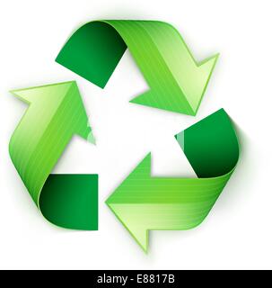 Vector illustration of green recycling symbol isolated on white background Stock Vector