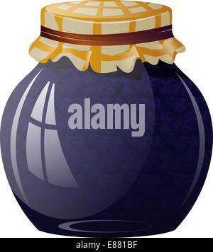 Glass jar with blueberry jam Stock Vector