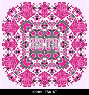 ornamental lace pattern, circle background with many details, looks like crocheting handmade lace, seamless texture Stock Vector