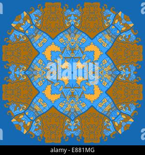 ornamental lace pattern, circle background with many details, looks like crocheting handmade lace Stock Vector
