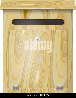 Wooden mail box with a lock on a white background Stock Vector