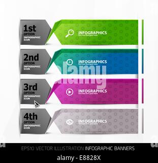 Vector illustration of modern colorful geometric infographics. Can be used as numbered banners, background templates, block schemes Stock Vector
