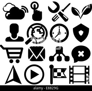 Modern black web icon set isolated on white Stock Vector