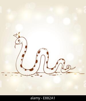 New year vector hand drawn background with snake Stock Vector