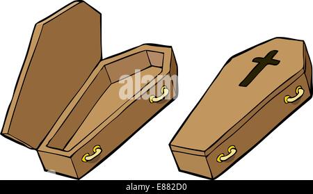 Two coffins on a white background vector illustration Stock Vector