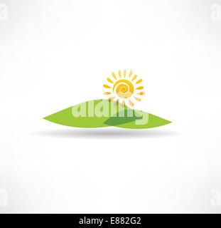 mountains and sun icon Stock Vector Image & Art - Alamy