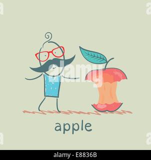 man eats the big apple Stock Vector