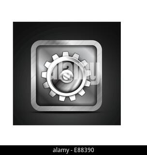 Mobile app icon - metallic gear design. Setting, setup, controls ...