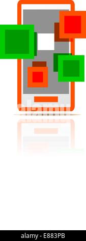 Simple stylized colorful icon - mobile phone apps Stock Vector
