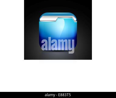Glossy folder icon / mobile app button Stock Vector