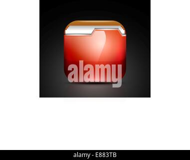 Glossy folder icon / mobile app button Stock Vector