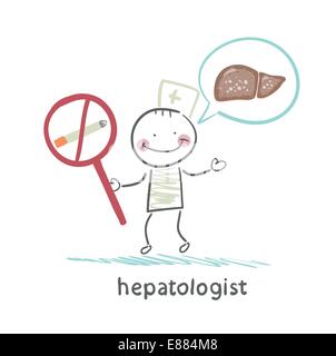 hepatologist promotes no smoking Stock Vector