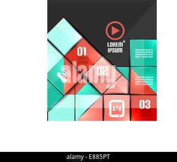 Glossy colorful squares infographics Stock Vector