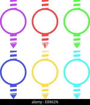 Set of colored round pointer for the map Stock Vector