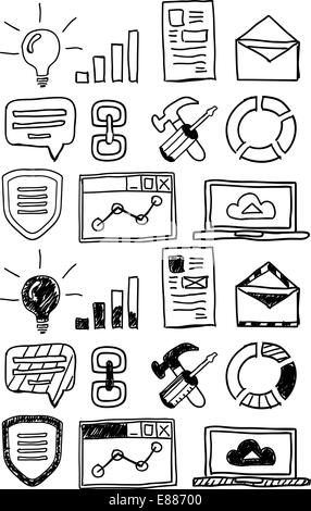 Hand drawn seo doodles / icon set Stock Vector