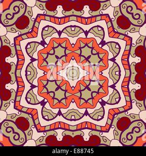Ornamental round seamless pattern with many details Stock Vector