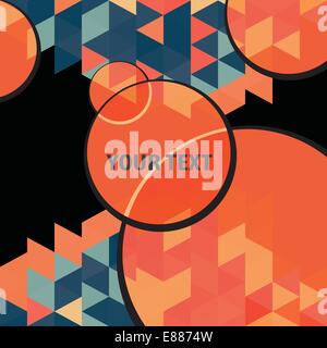 Textbox round over colorful triangles background frame Stock Vector