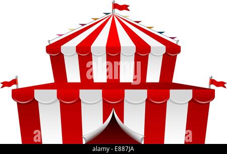 Big top circus building isolated facade with trees. Vector modern ...