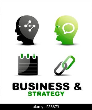 Modern business and strategy vector icon set Stock Vector