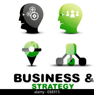 Modern business and strategy vector icon set Stock Vector