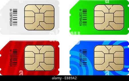 Set of color SIM cards Stock Vector