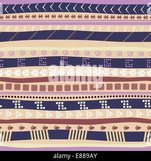 Seamless pattern with ethnic masks and animal tracks Stock Vector