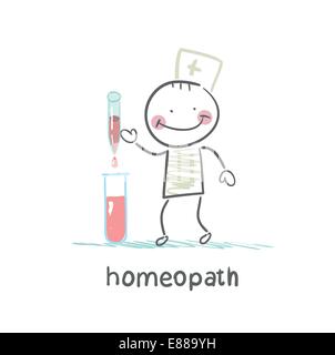 homeopath medicine prepared in test tubes Stock Vector