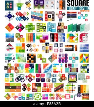 Big set of infographic modern templates - squares. Geometric shapes ...