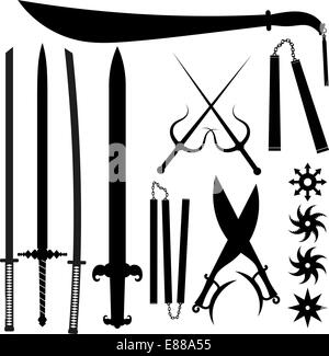 Set of silhouettes bladed weapons Stock Vector