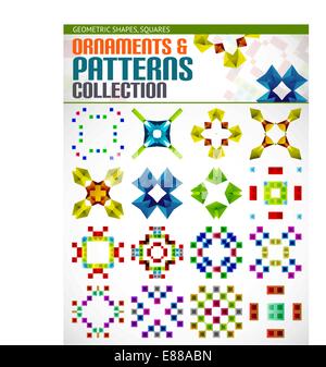 Abstract geometric square patterns shapes set Stock Vector