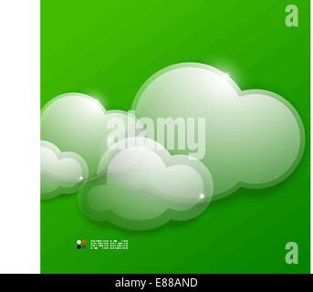 Glass 3d clouds vector template Stock Vector