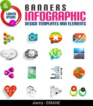 Modern colorful 3d banners templates set Stock Vector