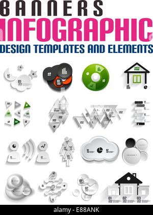 Abstract modern 3d papers banner templates Stock Vector