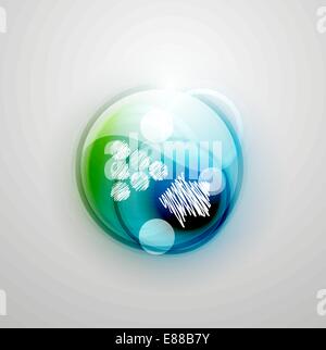 Blue and green futuristic circle and hand drawn Stock Vector